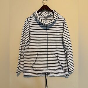 Talbots Black and White Striped Cowl Neck Top